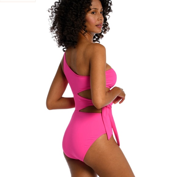 La Blanca One Shoulder Cut Out One Piece, Pop Pink, Size 6, NWT - Picture 3 of 13